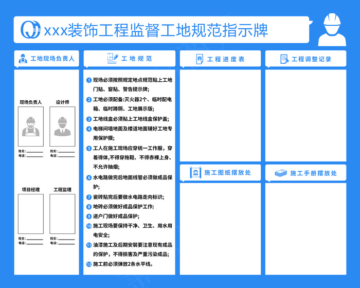 工程监督工地规范指示牌cdr矢量模版下载