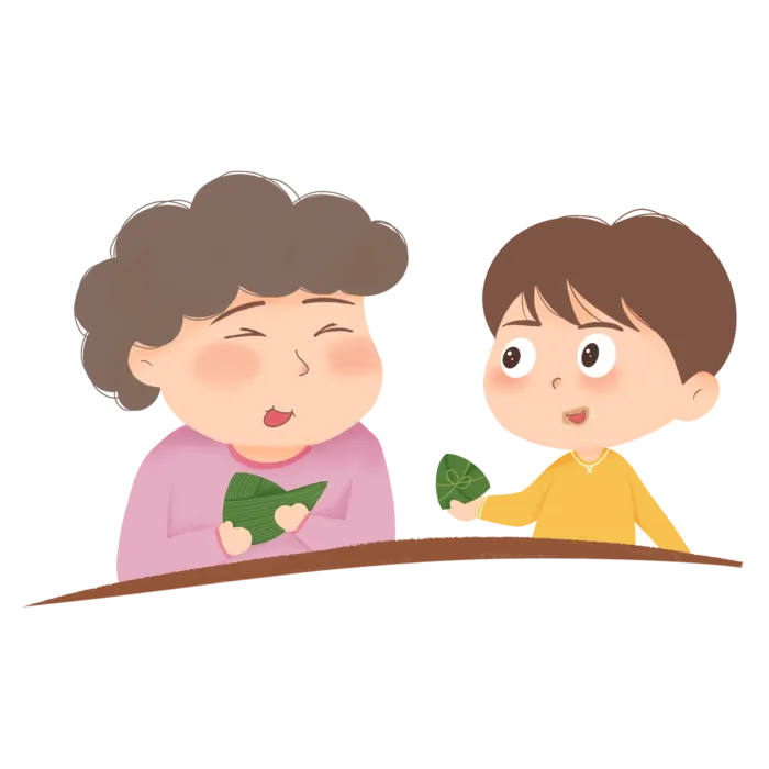 端午节母子吃粽子免扣元素