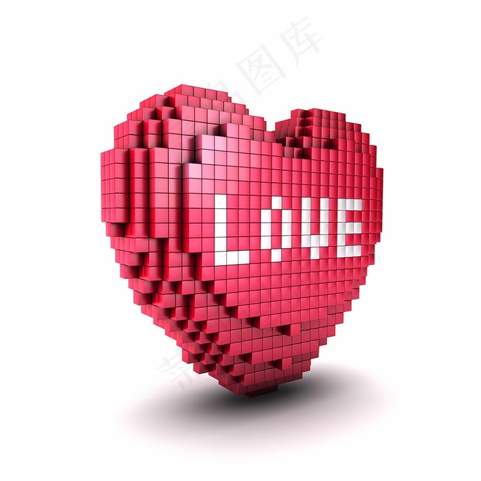 正方体组成的红色桃心高清图