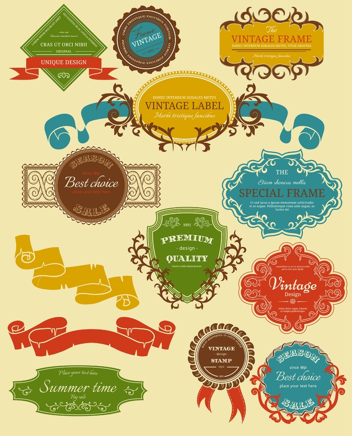 免抠复古标签标