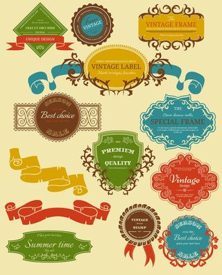 免抠复古标签标