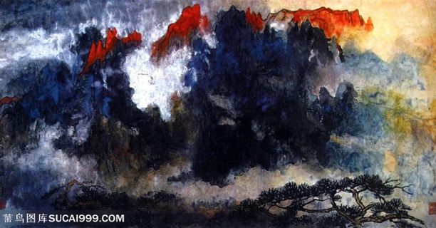 国画名家作品-刘海粟的黄海一线天奇观