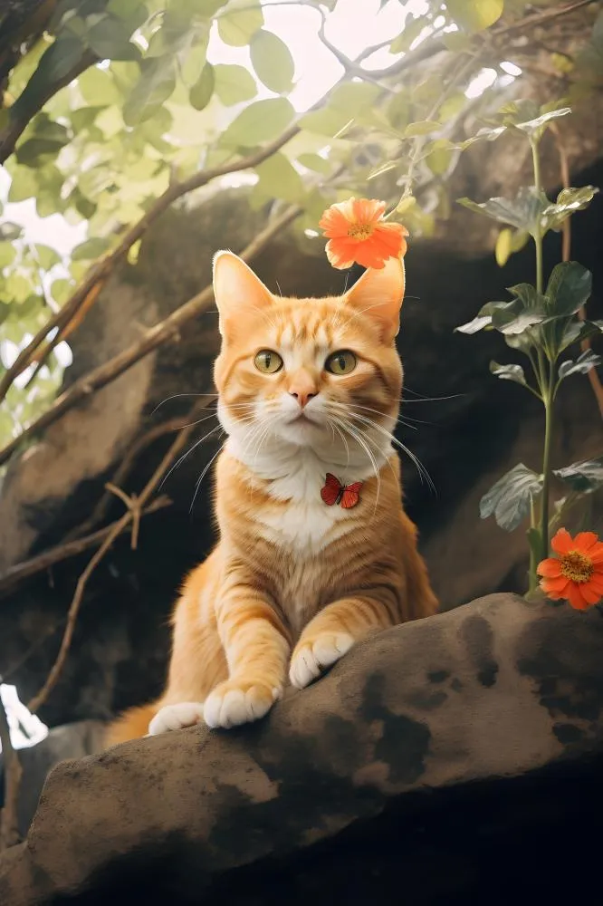 小猫鲜花花园背景(2400x3600)