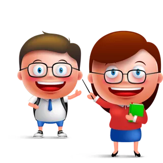 少儿兴趣班老师与学生卡通立体