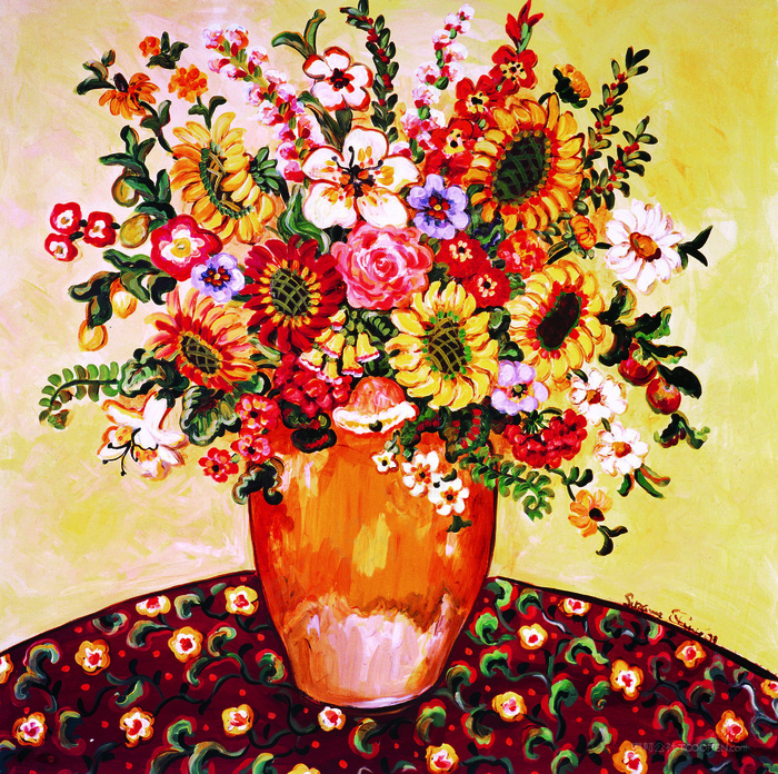 唯美花卉花瓶艺术油画