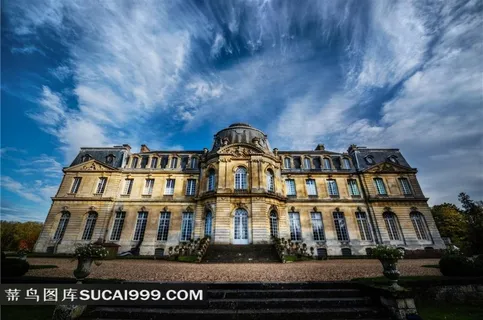 巴黎庄园外傍晚高清摄影图片素材