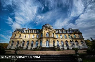 巴黎庄园外傍晚高清摄影图片素材