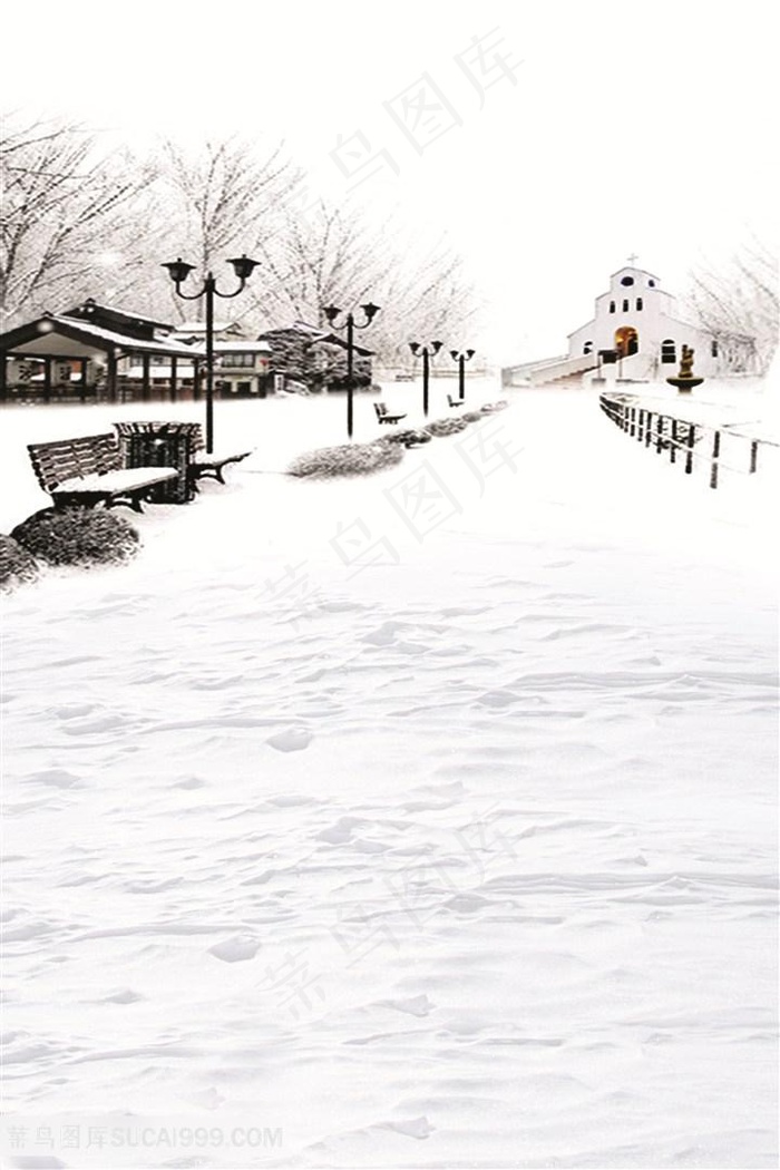 唯美雪地雪景风景画