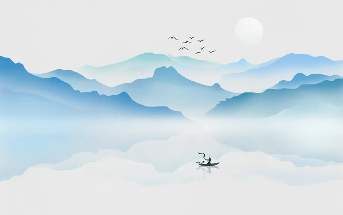 彩色中国风唯美风景背景psd模版下载