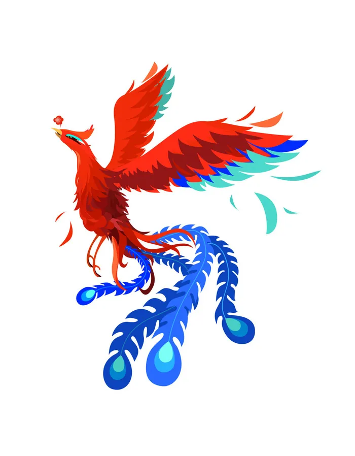 手绘山海经上古神兽夫诸凤凰麒麟青龙白虎朱雀玄武插画PSD素材ai矢量模版下载