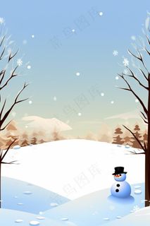 淡蓝雪地冬天清新背景