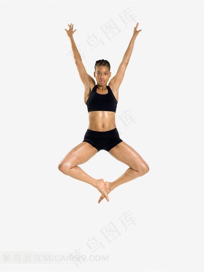 舞蹈肢体语言跳着空中的美女张开手臂