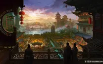 古代武将繁华城市绘画图片