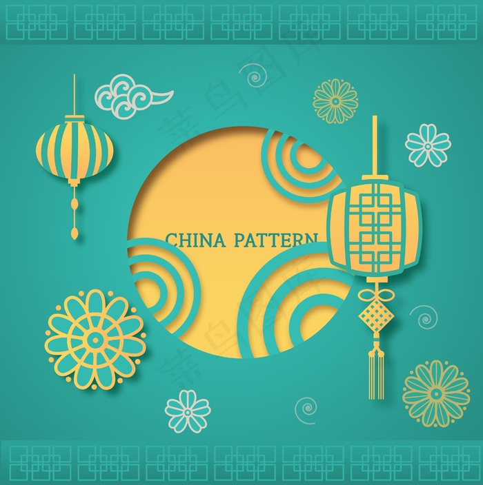 2022传统新年窗花底纹ai矢量模版下载