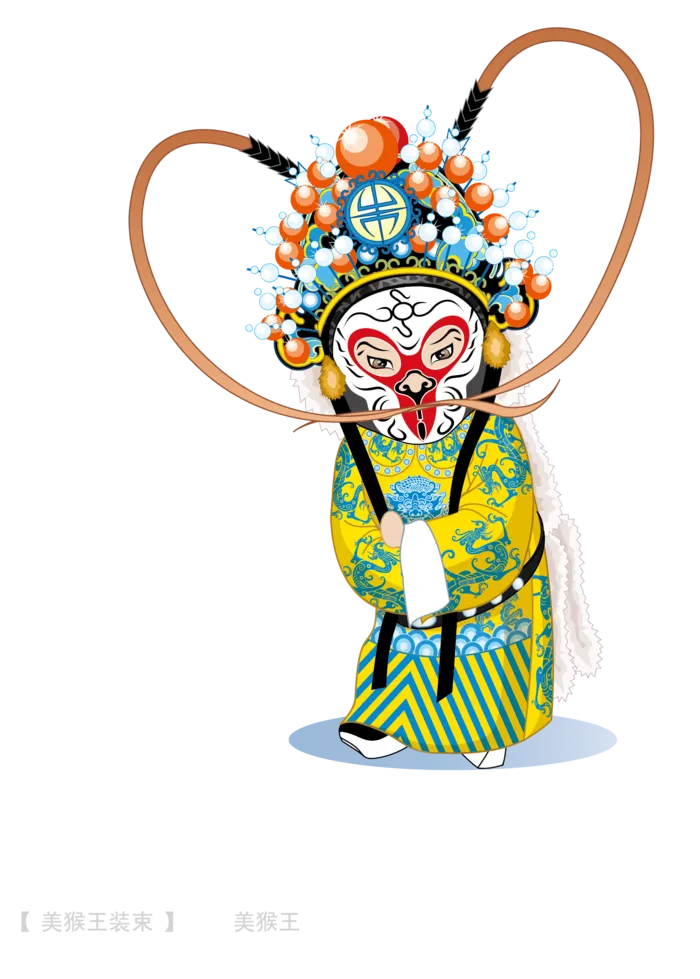 卡通京剧戏剧人物脸谱插画PNG图片 国潮中国风Q版戏剧人物PS素材