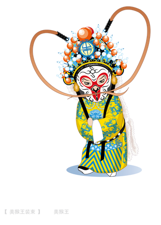 卡通京剧戏剧人物脸谱插画PNG图片 国潮中国风Q版戏剧人物PS素材