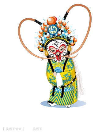 卡通京剧戏剧人物脸谱插画PNG图片 国潮中国风Q版戏剧人物PS素材