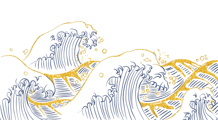中国风鎏金浪花波浪背景免抠