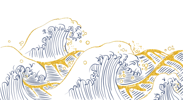 中国风鎏金浪花波浪背景免抠
