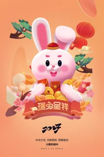 2023兔年新年春节海报