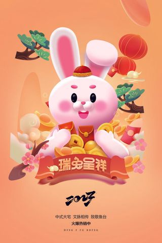 2023兔年新年春节海报