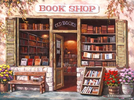 书店唯美油画风景画 书店唯美油画风景画