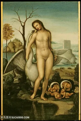 达芬奇油画时尚裸体艺术美女装饰画