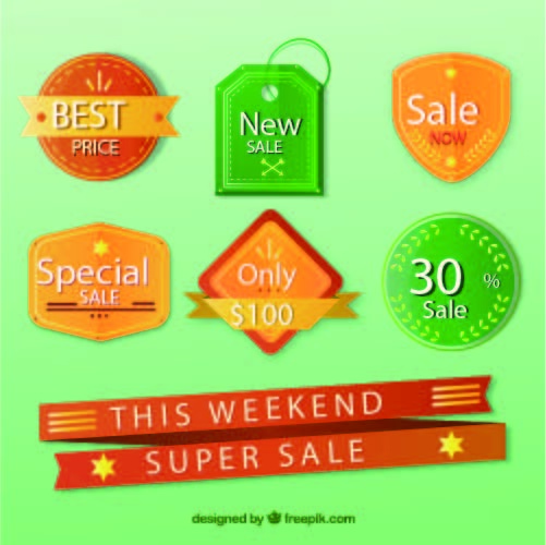 免抠彩色促销标签