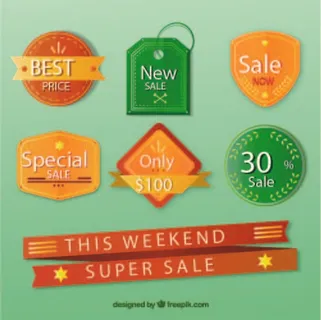 免抠彩色促销标签