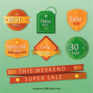 免抠彩色促销标签