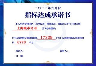 卡片承诺书蓝色海报展架