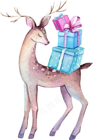 水彩插画-小鹿6