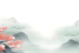 国风淡雅山云背景