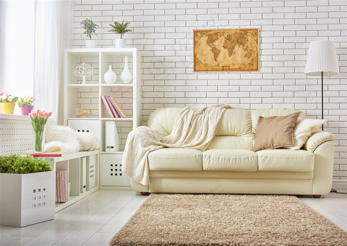 简约沙发背景墙高清摄影图片