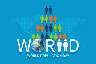 世界人口日创意蓝色人口