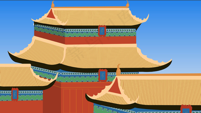 古风建筑插画ai矢量模版下载