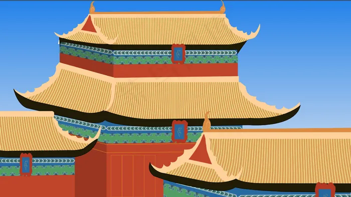 古风建筑插画ai矢量模版下载