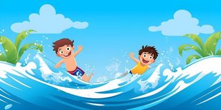 海洋冲浪浪花儿童男孩背景