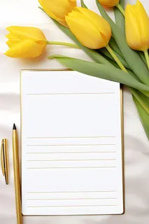 康乃馨黄色纸张笔唯美背景