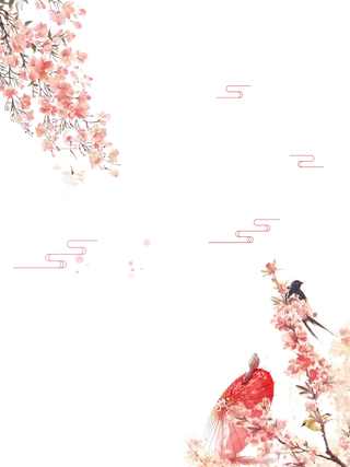 春天浪漫粉红色樱花手绘樱花梅花桃花花朵图片PNG免扣素材