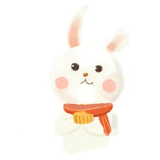 拿着月饼的白兔子免扣素材图