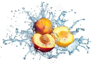 溅起水花和气泡的桃子