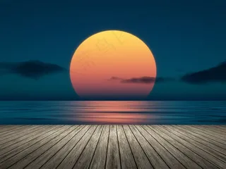 美丽的大海落日夕阳景色素材图片