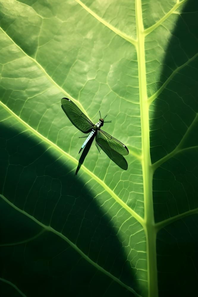荷叶蜻蜓倒影背景