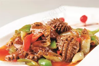 中华美食干锅白板爆腰花摄影图