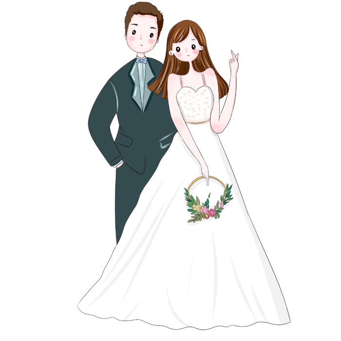 婚纱卡通人物婚礼白纱结婚婚纱摄影手绘