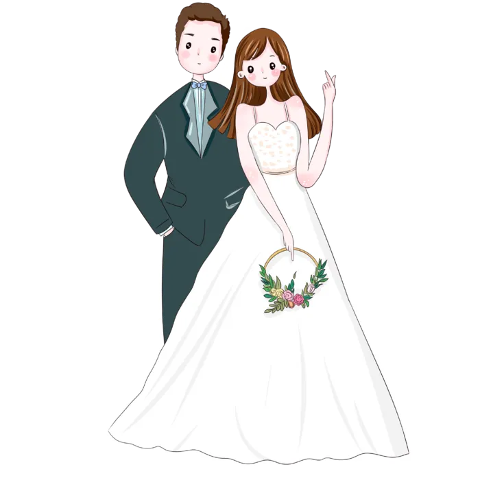 婚纱卡通人物婚礼白纱结婚婚纱摄影手绘