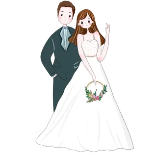 婚纱卡通人物婚礼白纱结婚婚纱摄影手绘