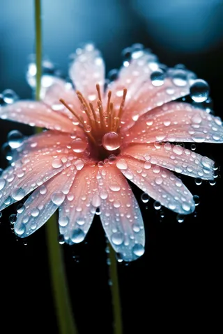 雨天花朵上的雨珠特写摄影图