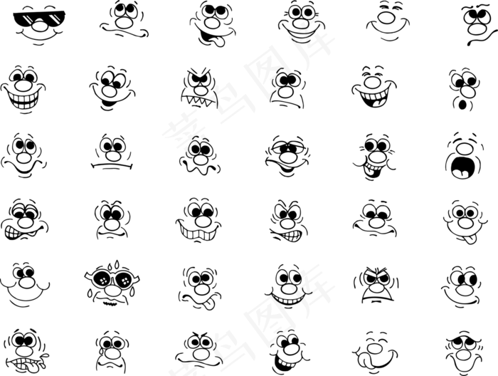 笑脸, 面孔, 表情符号, 情绪, 微笑, 快乐的ai矢量模版下载